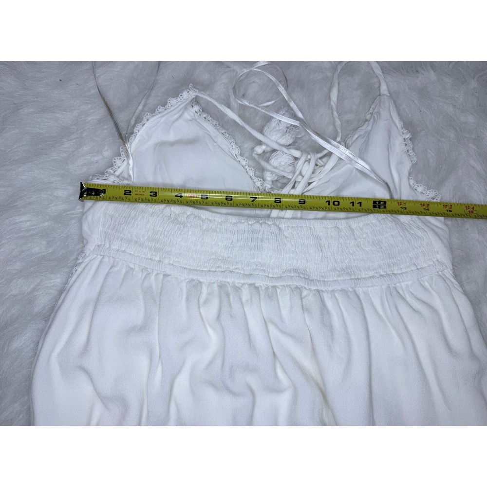 Suzanne Betro White Crochet Lace Halter Midi Dress Boho Tassel Smocked Back M - Picture 8 of 9